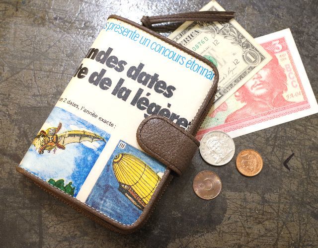 世界に1つだけのお財布 ヴィンテージペーパー 牛革ジップ２折財布 1960年代ファッション雑誌