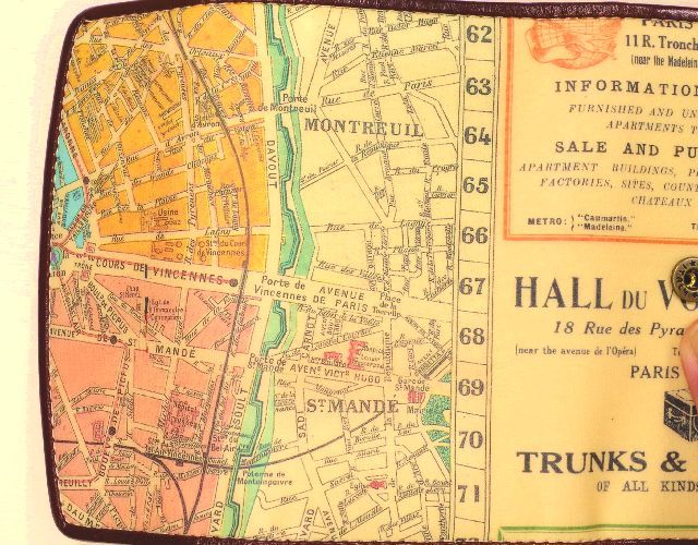 世界に1つだけのキーケース ヴィンテージペーパー 牛革キーケース パリイラスト地図柄